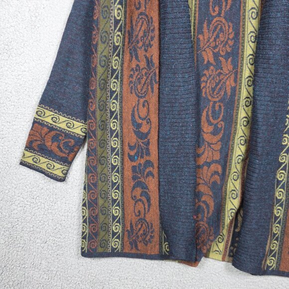 Peruvian Link Open Long Cardigan Womens XL Firenza Sweater Alpaca Blend Jacquard - Picture 4 of 13